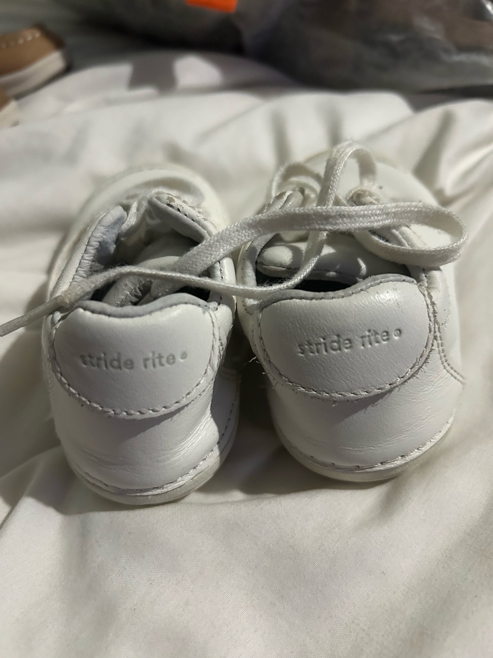 Stride Rite White Leather Lace-Up Baby Walkers